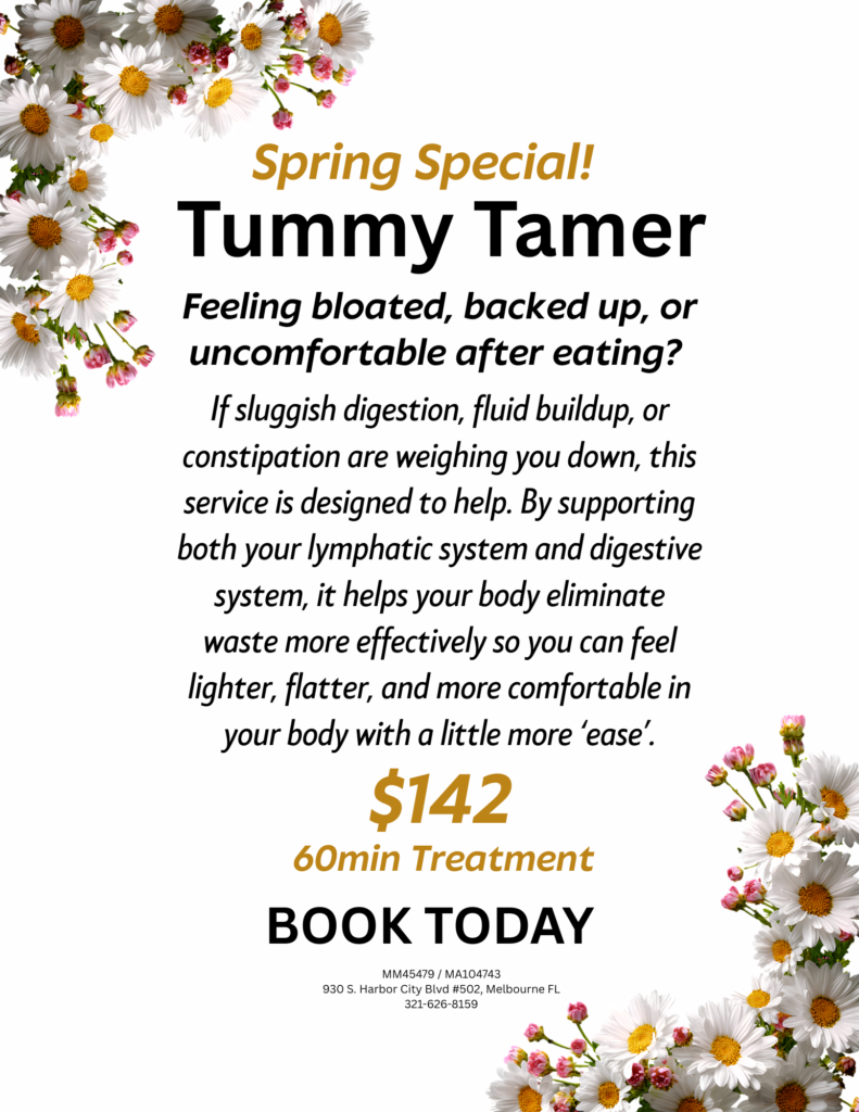 words describing abdominal massage, lymp clearing, bloating